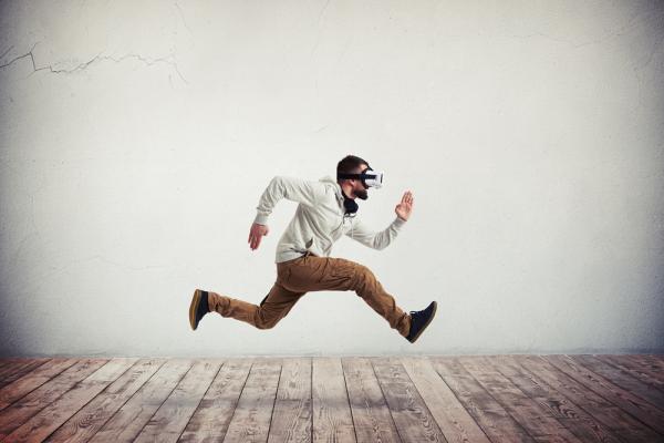 man running with vr headset